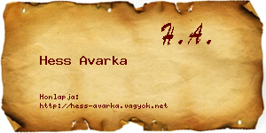 Hess Avarka névjegykártya